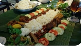 Eating together on banana