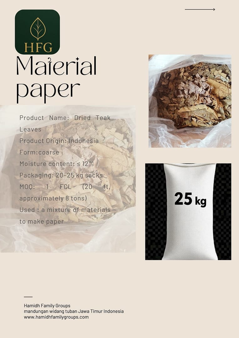 Teak leaves for material paper